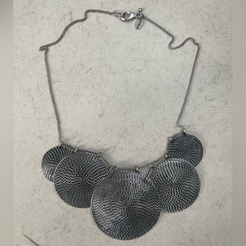 Express Silver tone statement necklace with discs - Picture 1 of 3